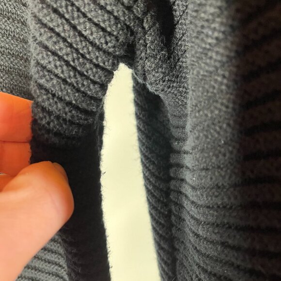 Vince Size L Black Drape Front Cardigan Cotton Ribbed - Picture 6 of 13